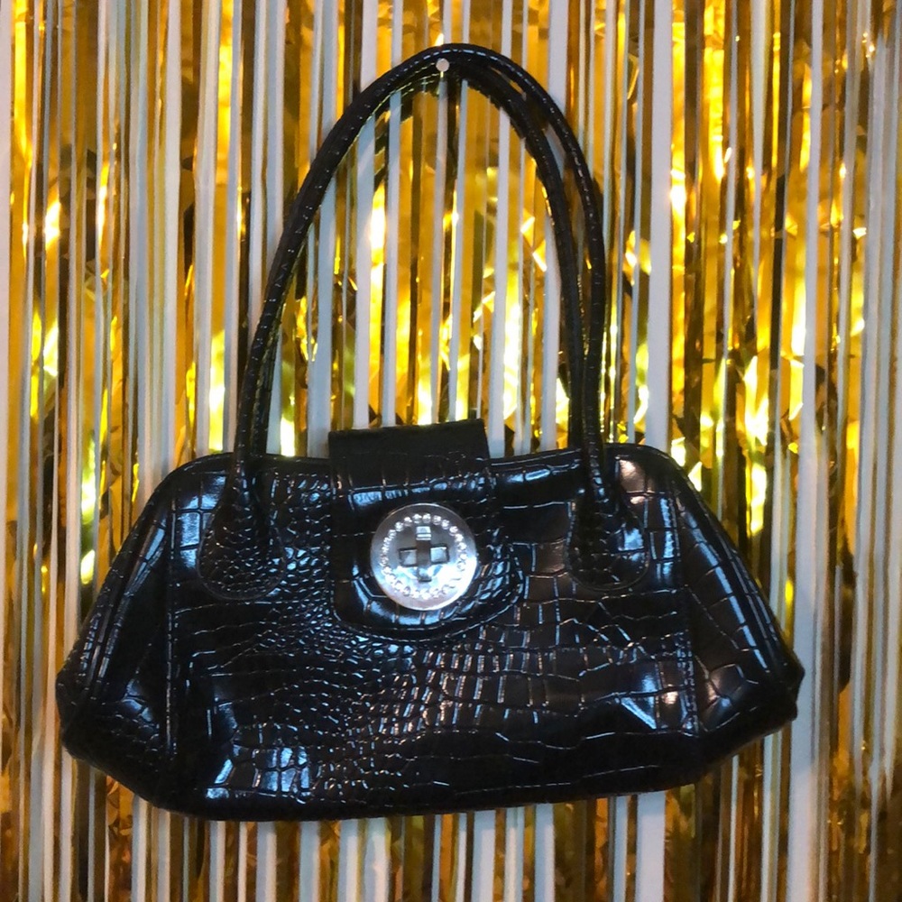 Black faux leather bag